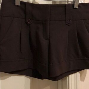 bebe Brown High-Waist Pleated Tailored Shorts